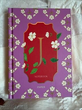 Papier Anthropologie Purple Floral Monogram Notebook letter ‘J’ Gift Journal